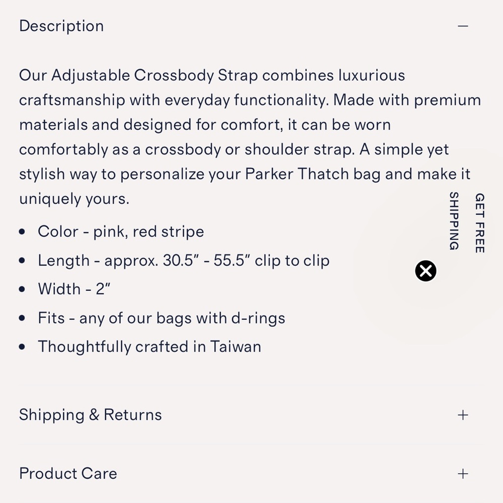Parker Thatch Pink Adjustable Crossbody Strap